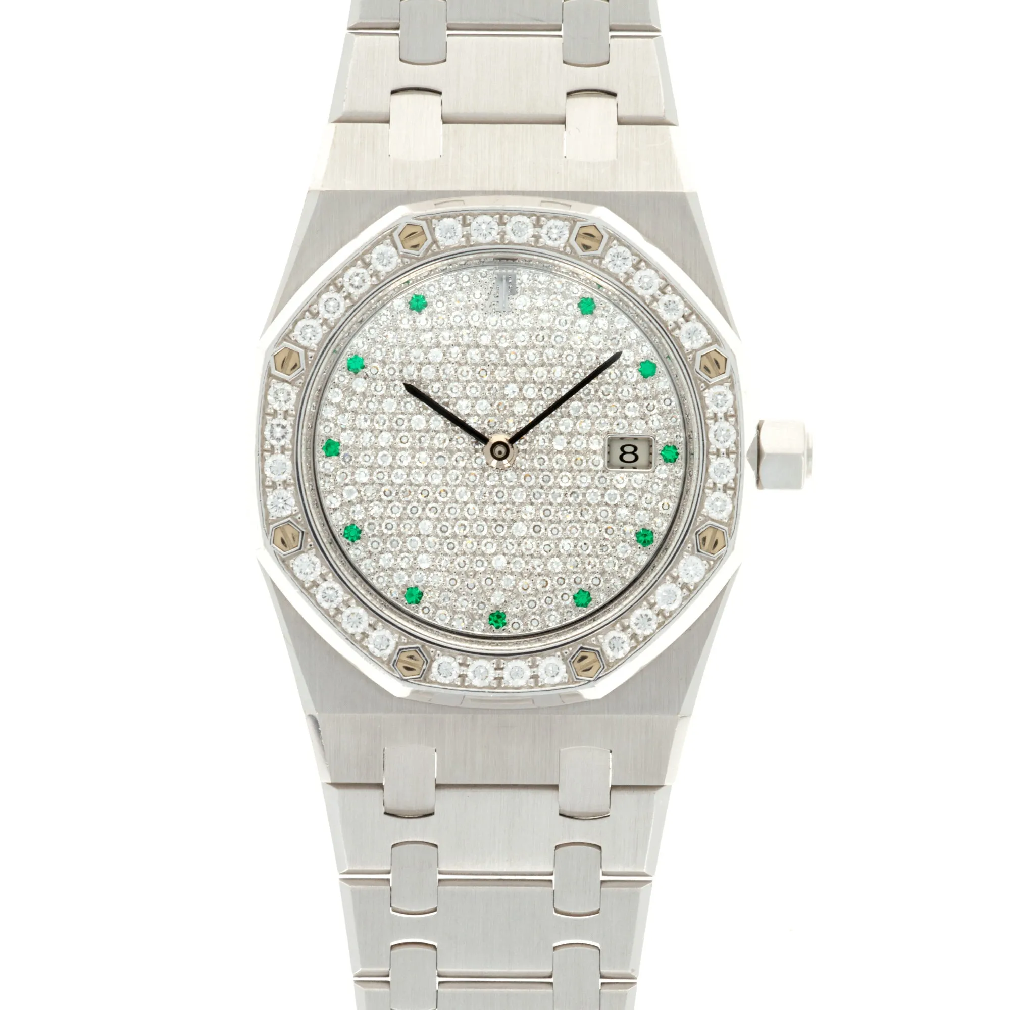 Audemars Piguet White Gold Royal Oak Ref. 15054 with Diamond and Emerald Dial