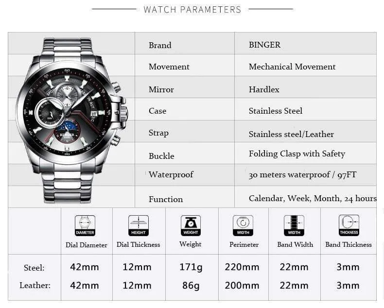 Automatic Mechanical Men Sports Watches