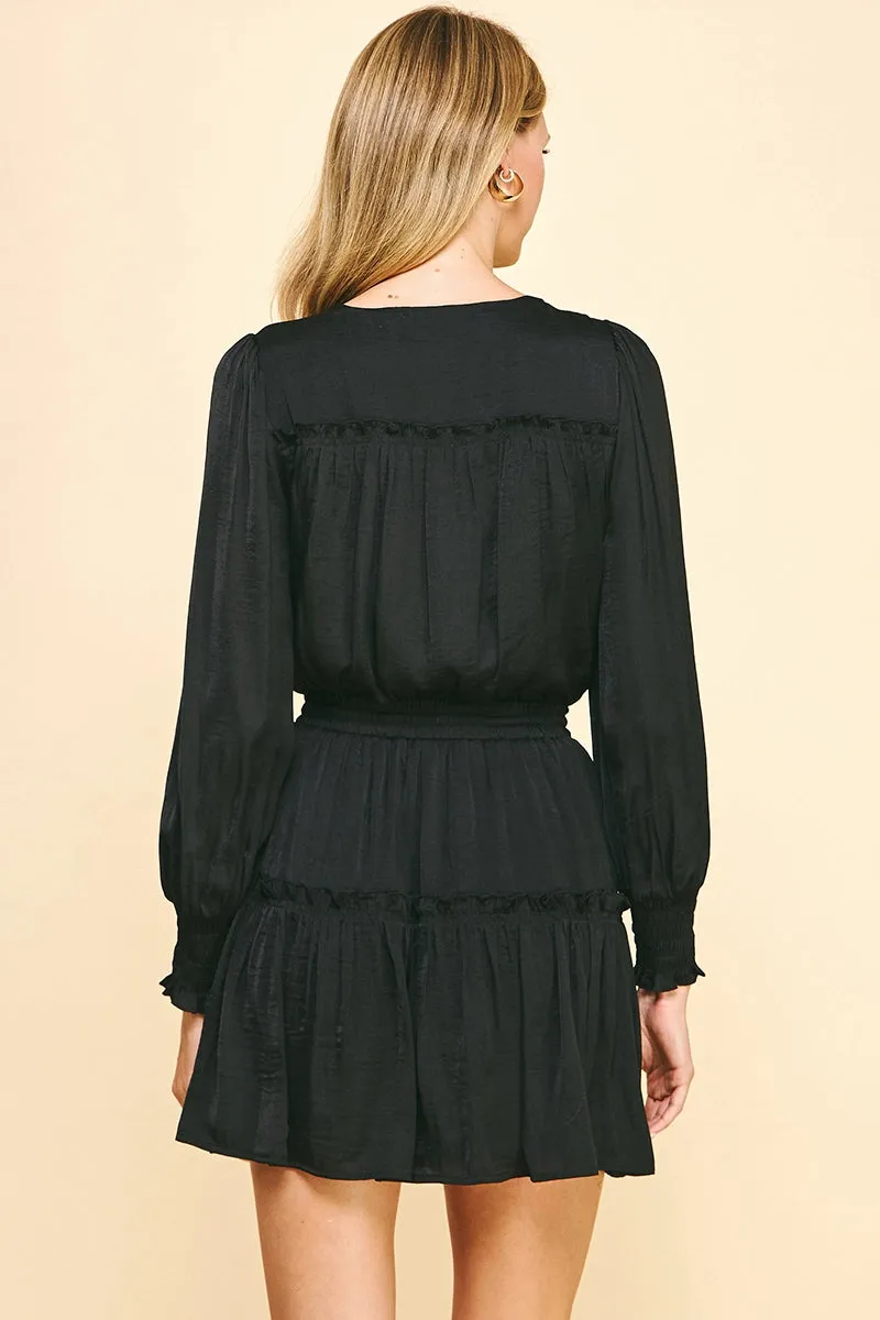 AVERY TIERED SATIN MINI DRESS // FINAL SALE