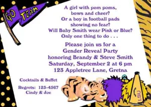 BABY TIGER AND FOOTBALL ITEMS CUSTOM INVITATION