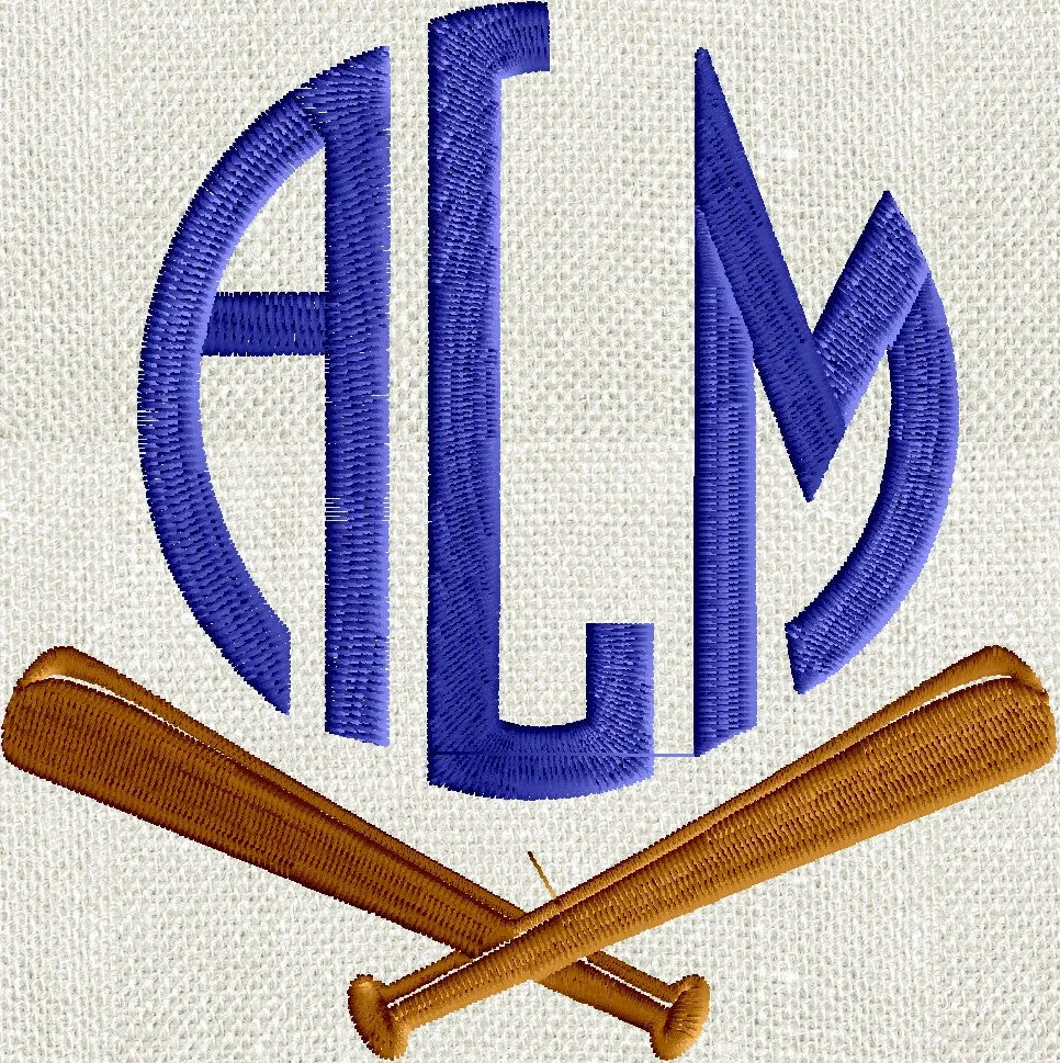 Baseball Bats LARGE Font Frame Monogram Design -Font not included - EMBROIDERY DESIGN FILE