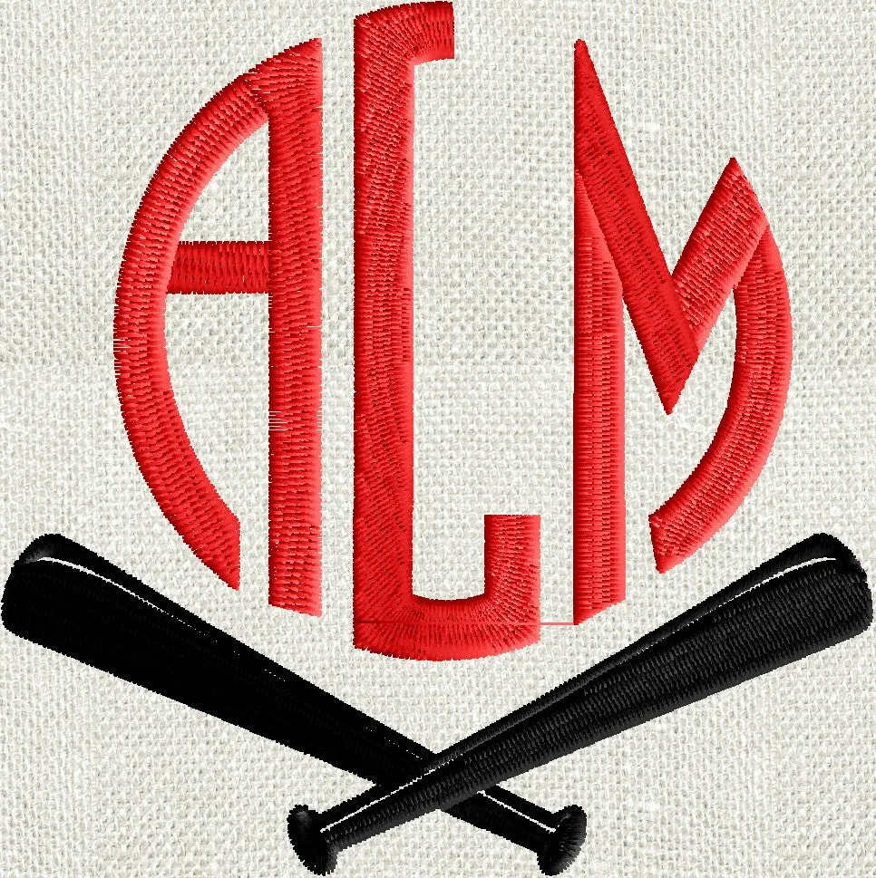 Baseball Bats LARGE Font Frame Monogram Design -Font not included - EMBROIDERY DESIGN FILE