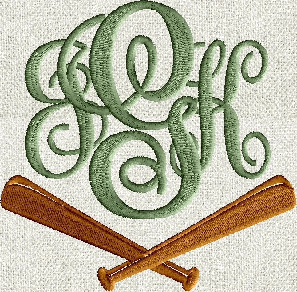 Baseball Bats LARGE Font Frame Monogram Design -Font not included - EMBROIDERY DESIGN FILE