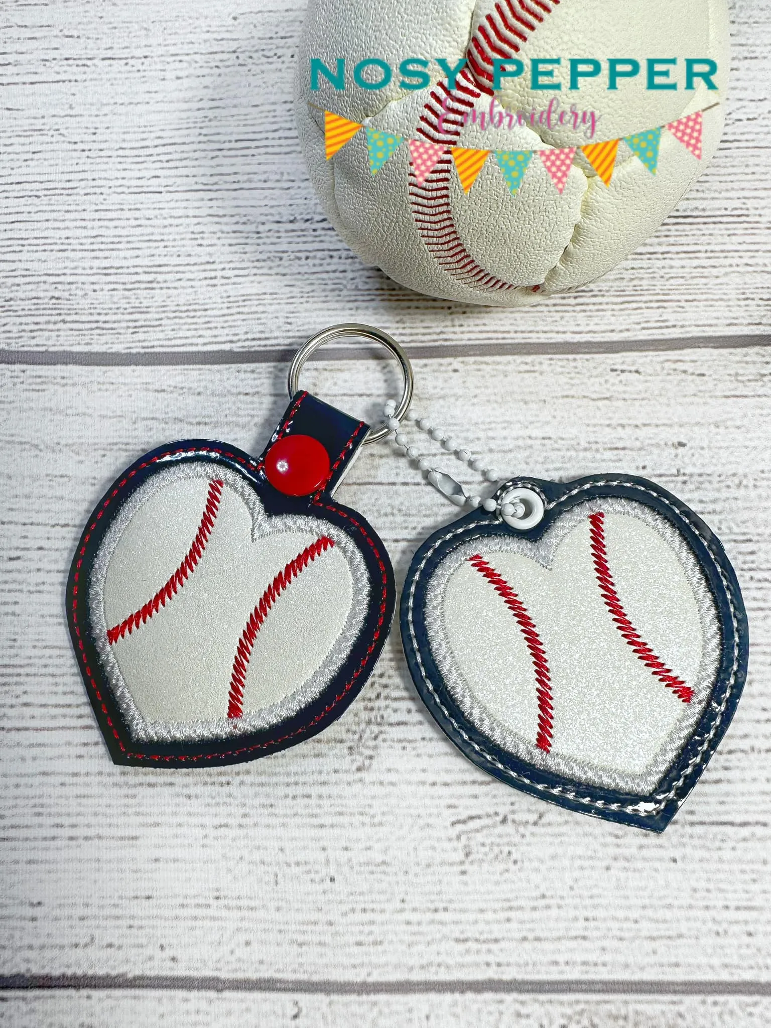 Baseball Heart applique eyelet fob and snap tab machine embroidery designs DIGITAL DOWNLOAD