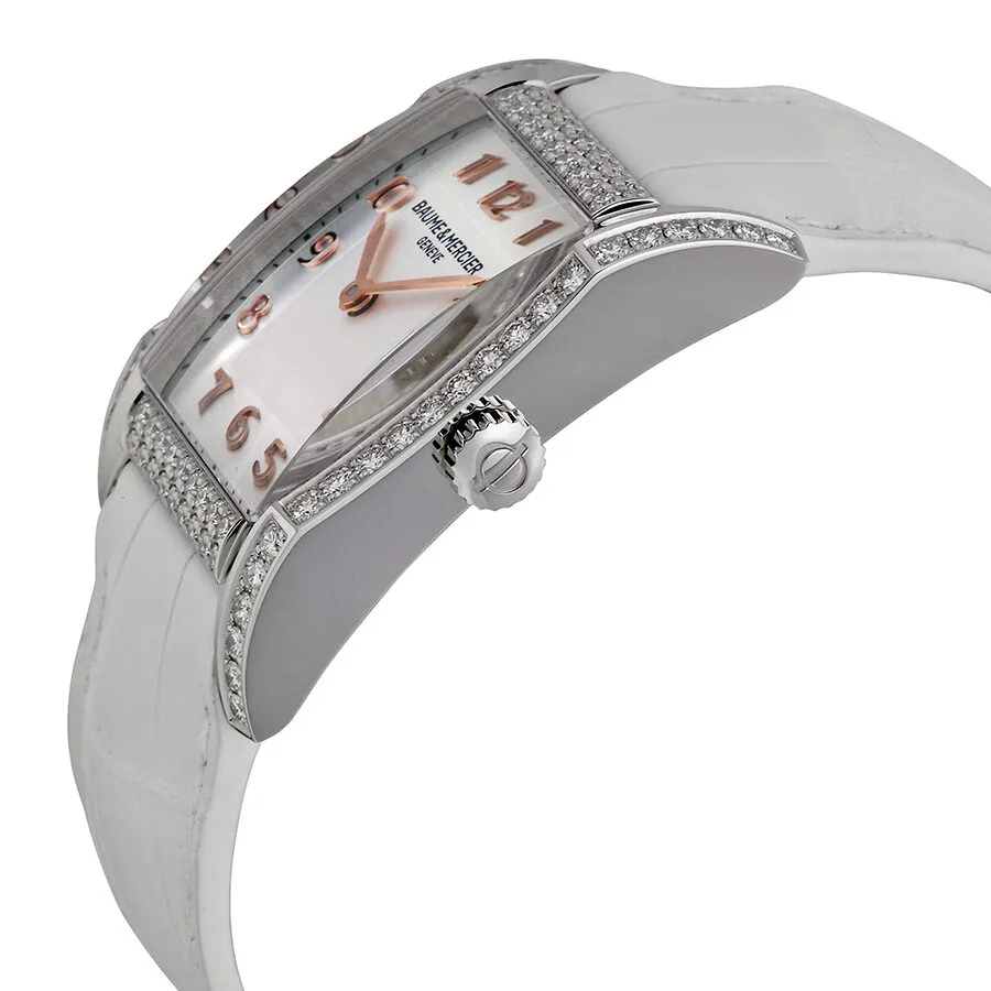 Baume and Mecier Hampton Milleis Opaline Silver Alligator Leather Ladies Watch 10025