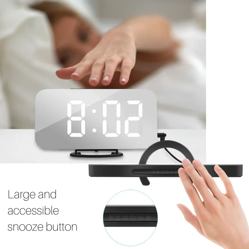 Bedside Large Digit LED Alarm Clock w 2 USB Charging Port