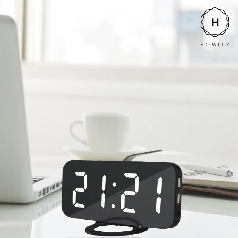 Bedside Large Digit LED Alarm Clock w 2 USB Charging Port
