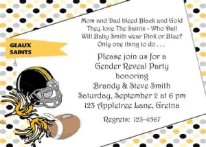 BLACK AND GOLD FOOTBALL ITEMS CUSTOM INVITATION