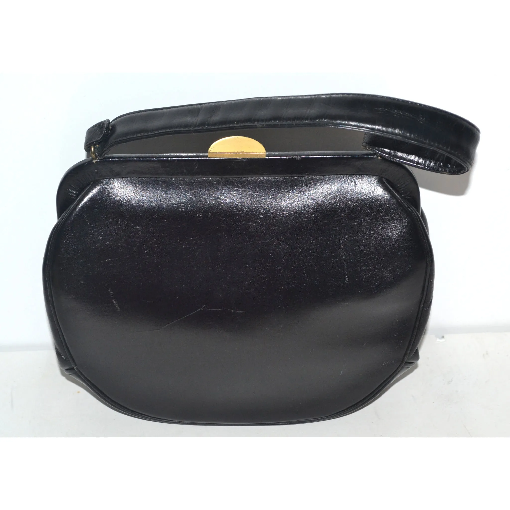 Black Leather Handbag Purse By Elite