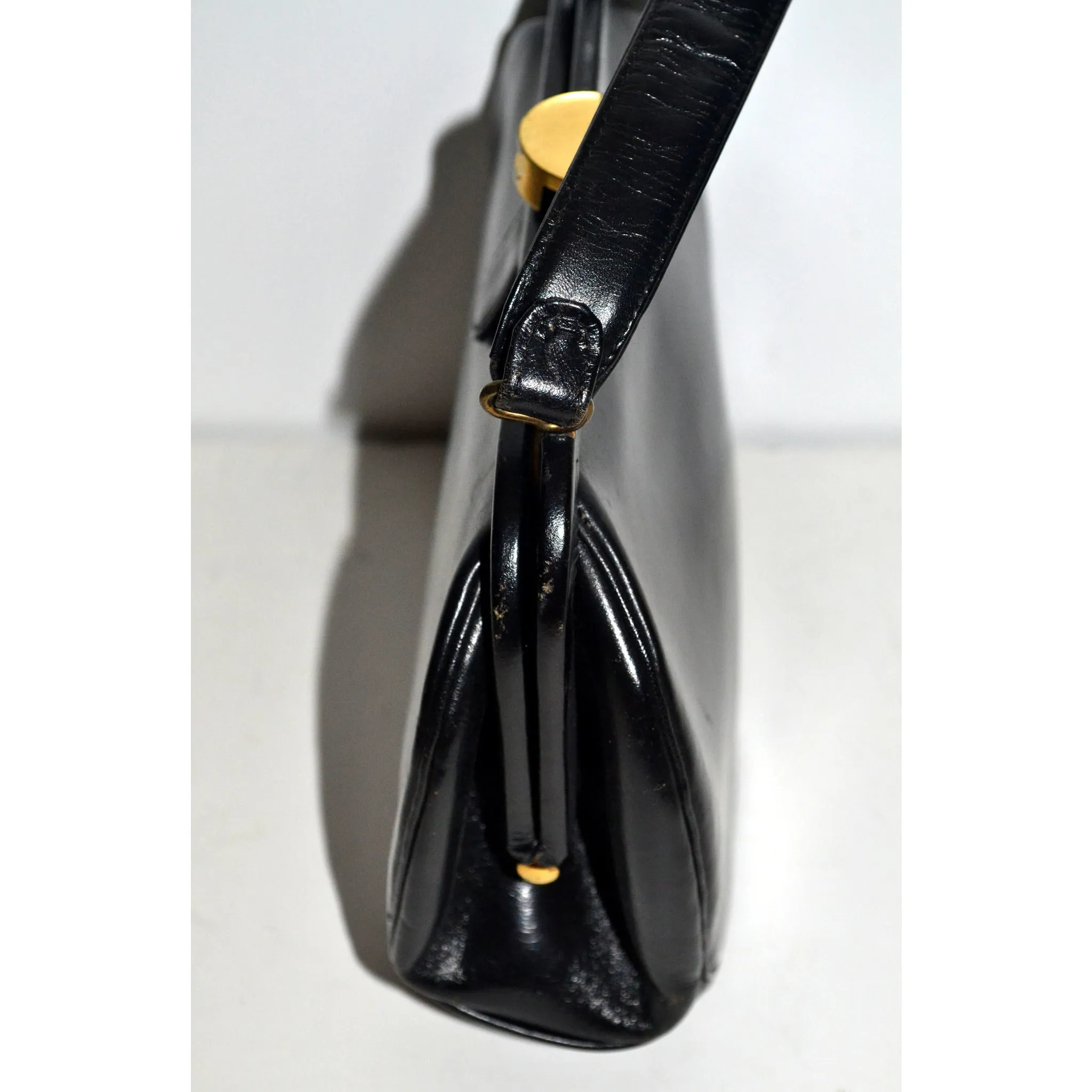 Black Leather Handbag Purse By Elite