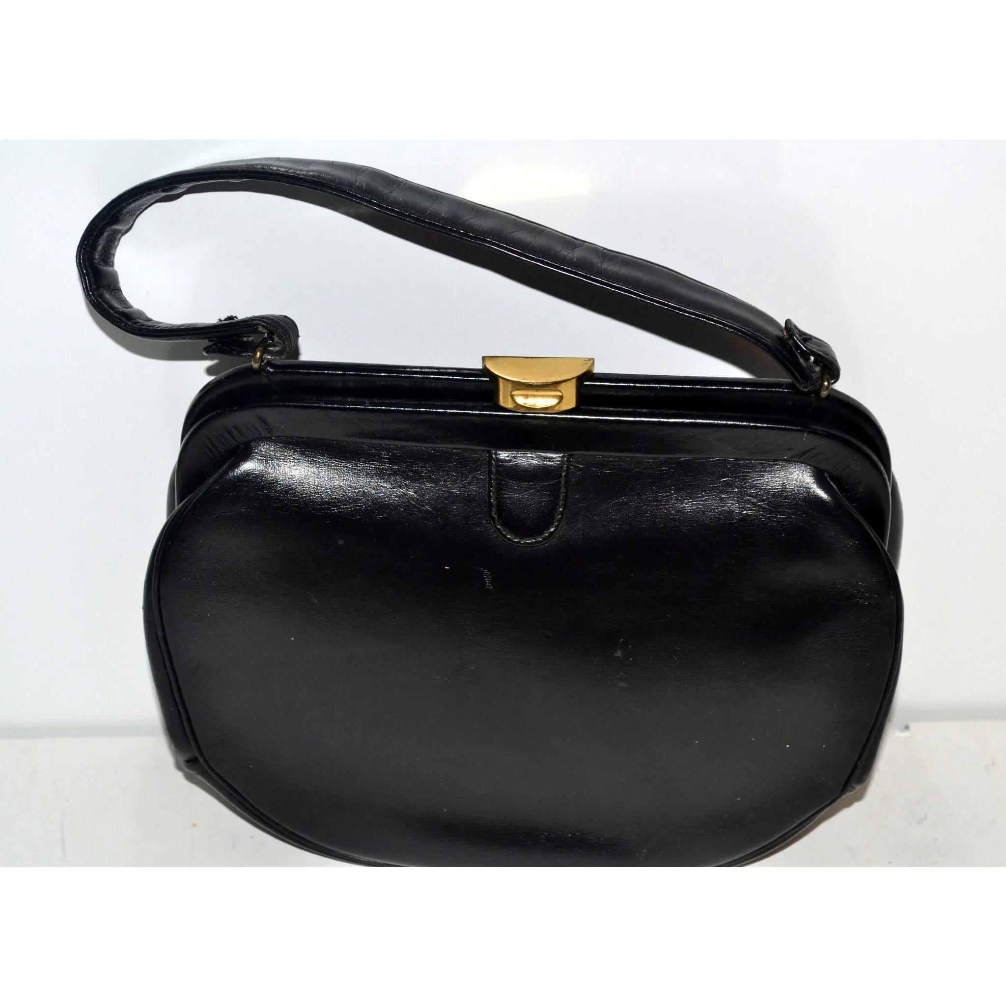 Black Leather Handbag Purse By Elite