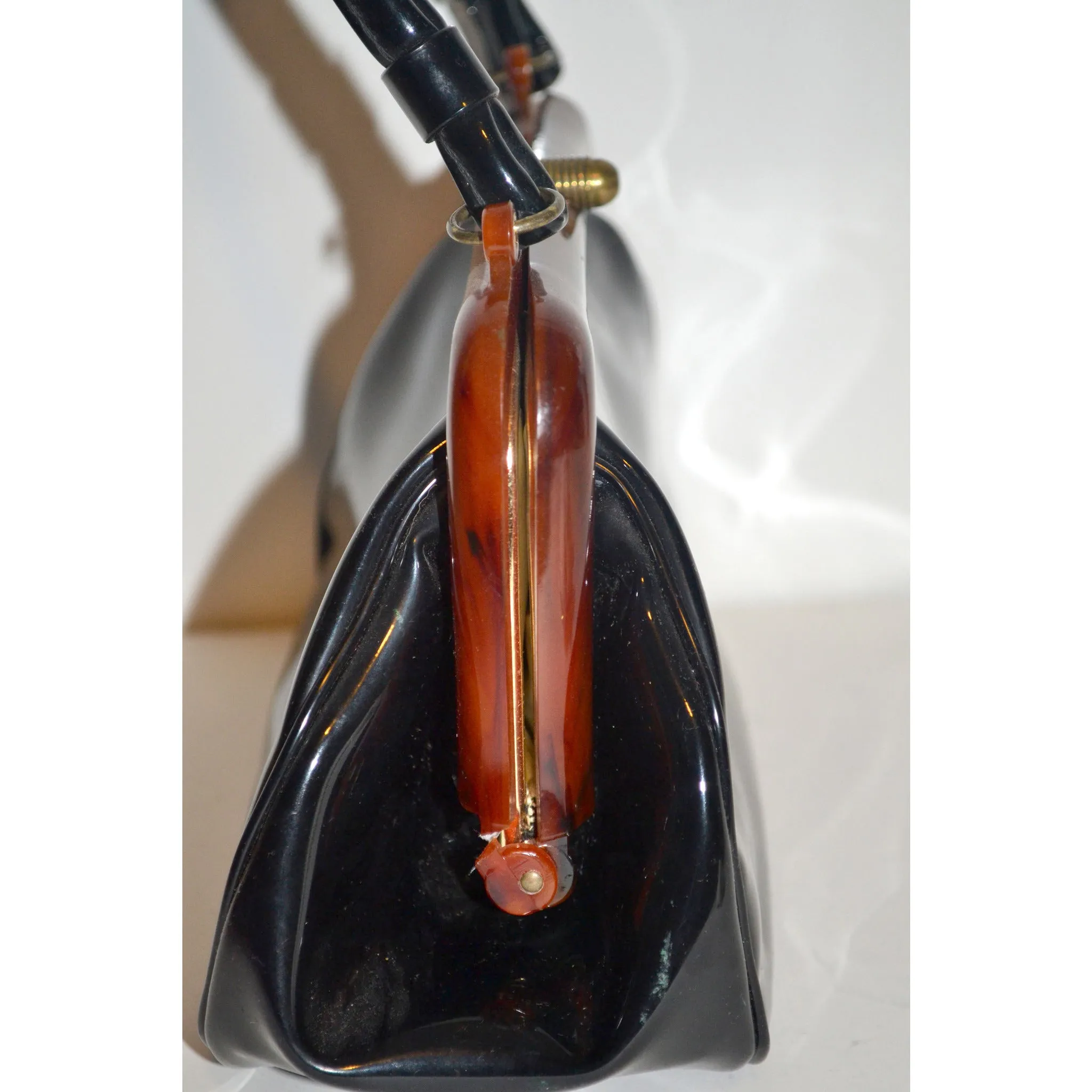 Black Patent Leather Bakelite Purse