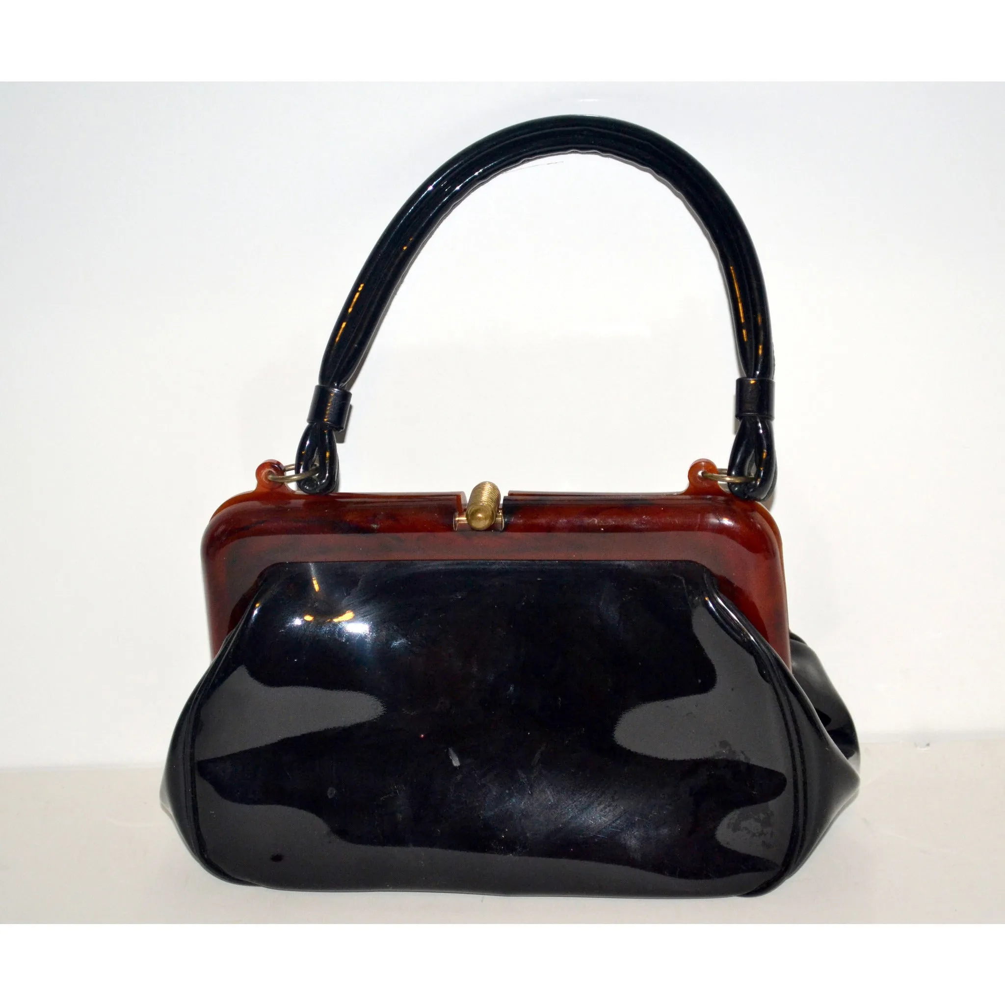 Black Patent Leather Bakelite Purse