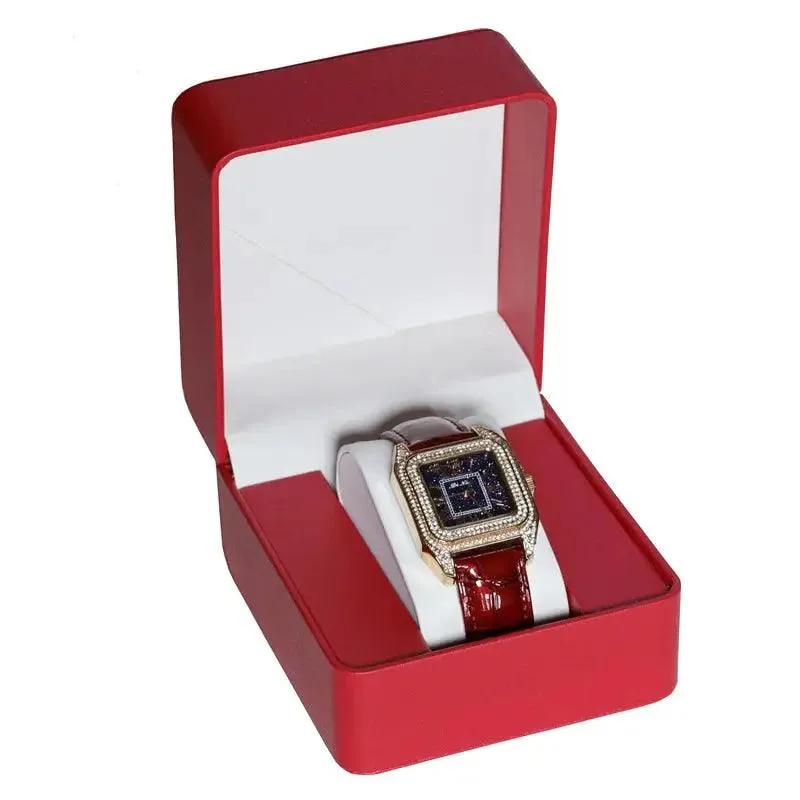 Black Single Watch Gift Box with Pillow PU Leather Wristwatch Display Case Organizer for Men