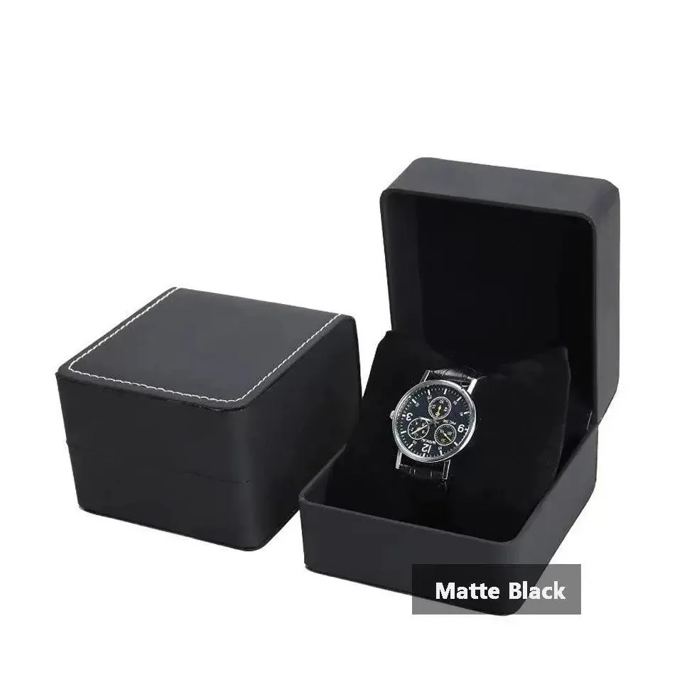 Black Single Watch Gift Box with Pillow PU Leather Wristwatch Display Case Organizer for Men