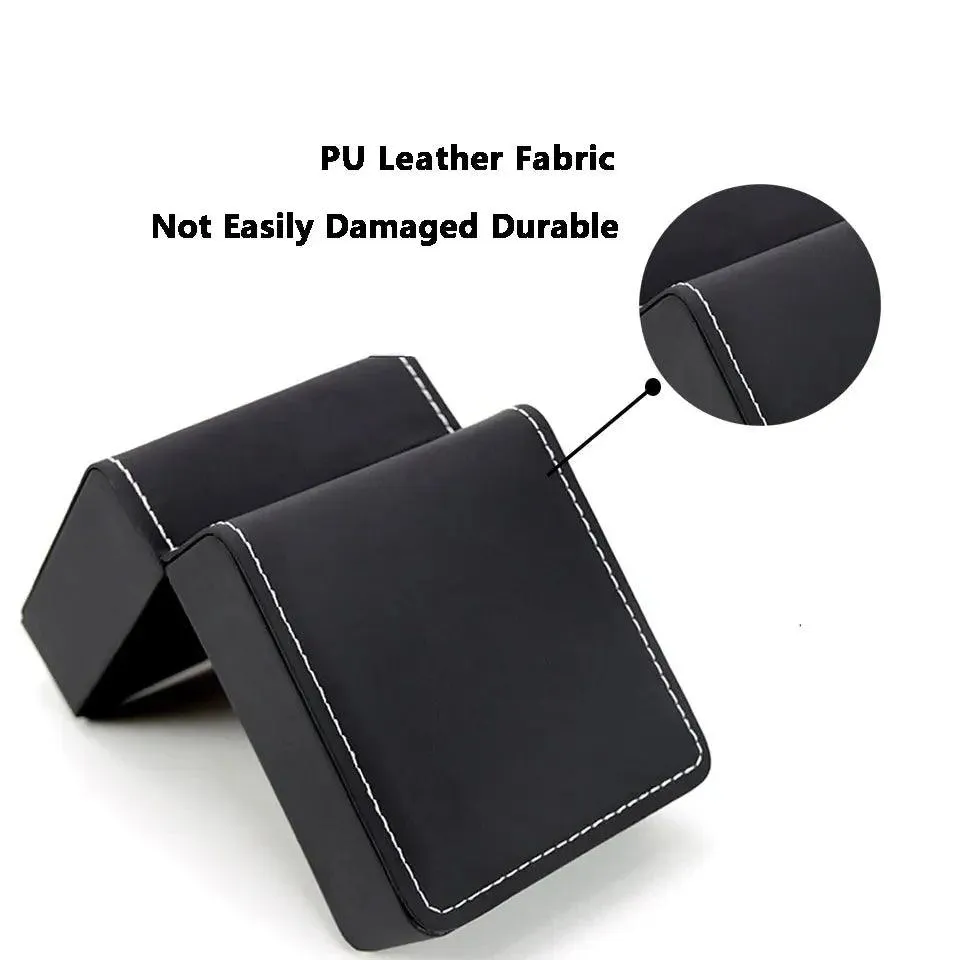 Black Single Watch Gift Box with Pillow PU Leather Wristwatch Display Case Organizer for Men