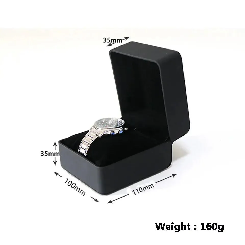 Black Single Watch Gift Box with Pillow PU Leather Wristwatch Display Case Organizer for Men