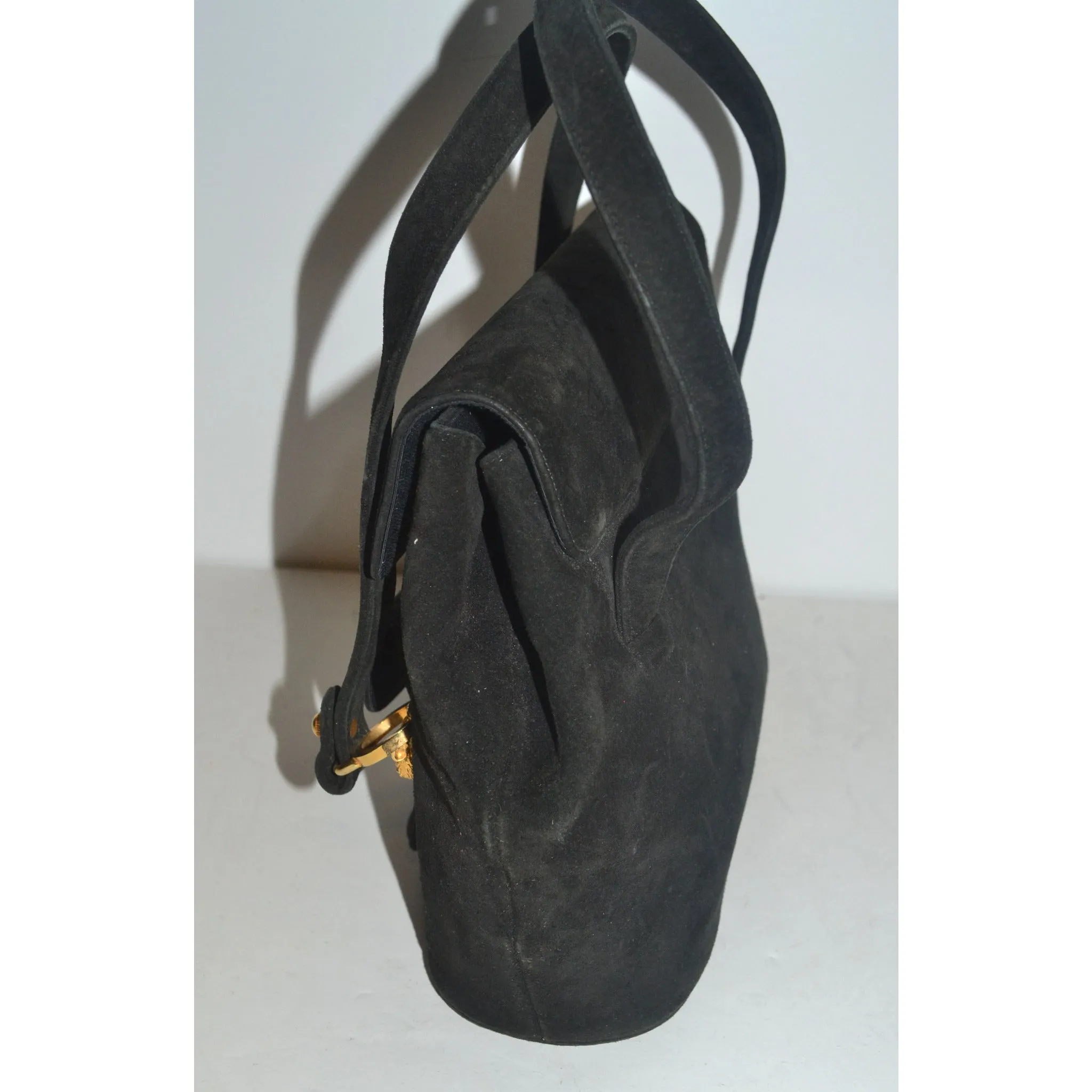 Black Suede Handbag By Prestige