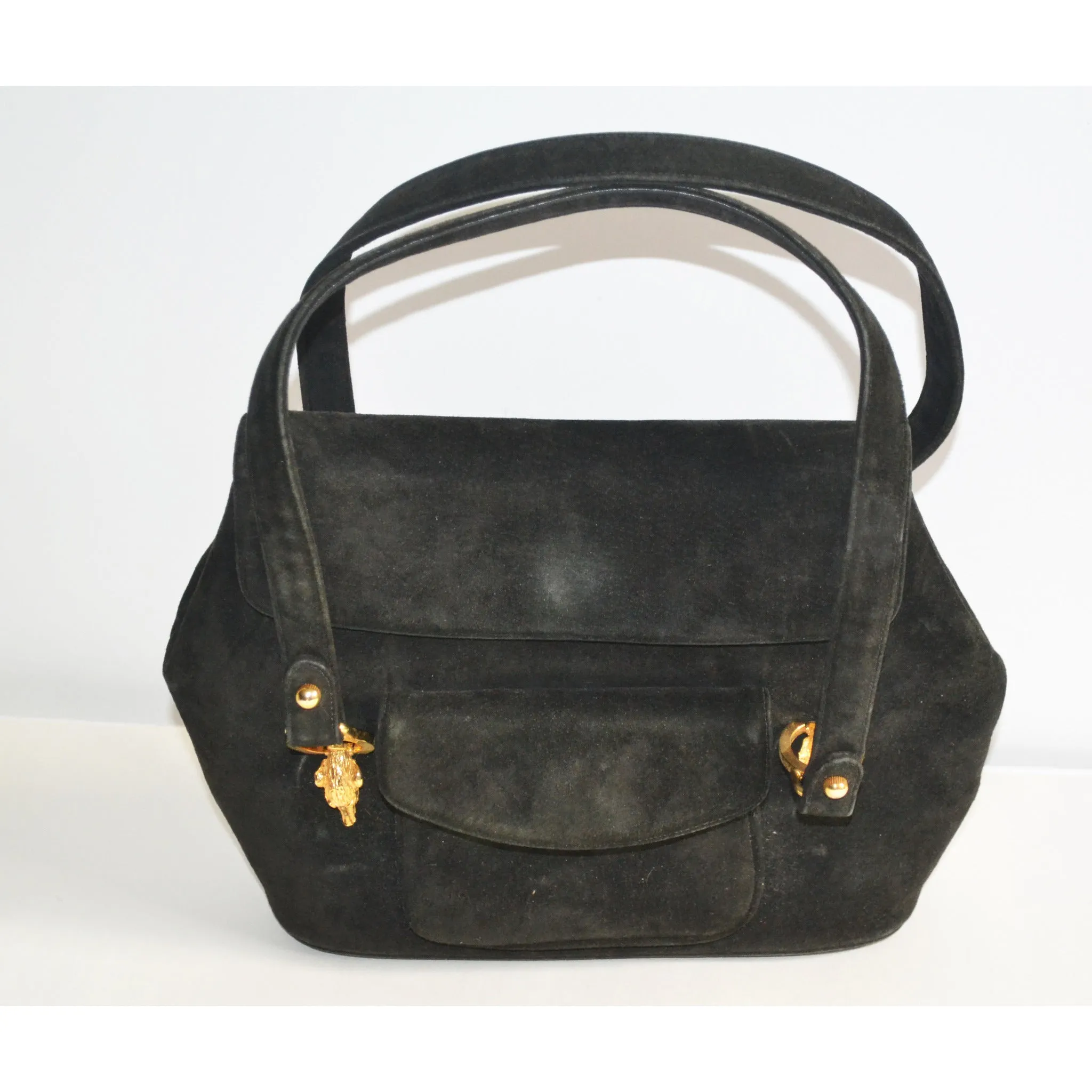 Black Suede Handbag By Prestige