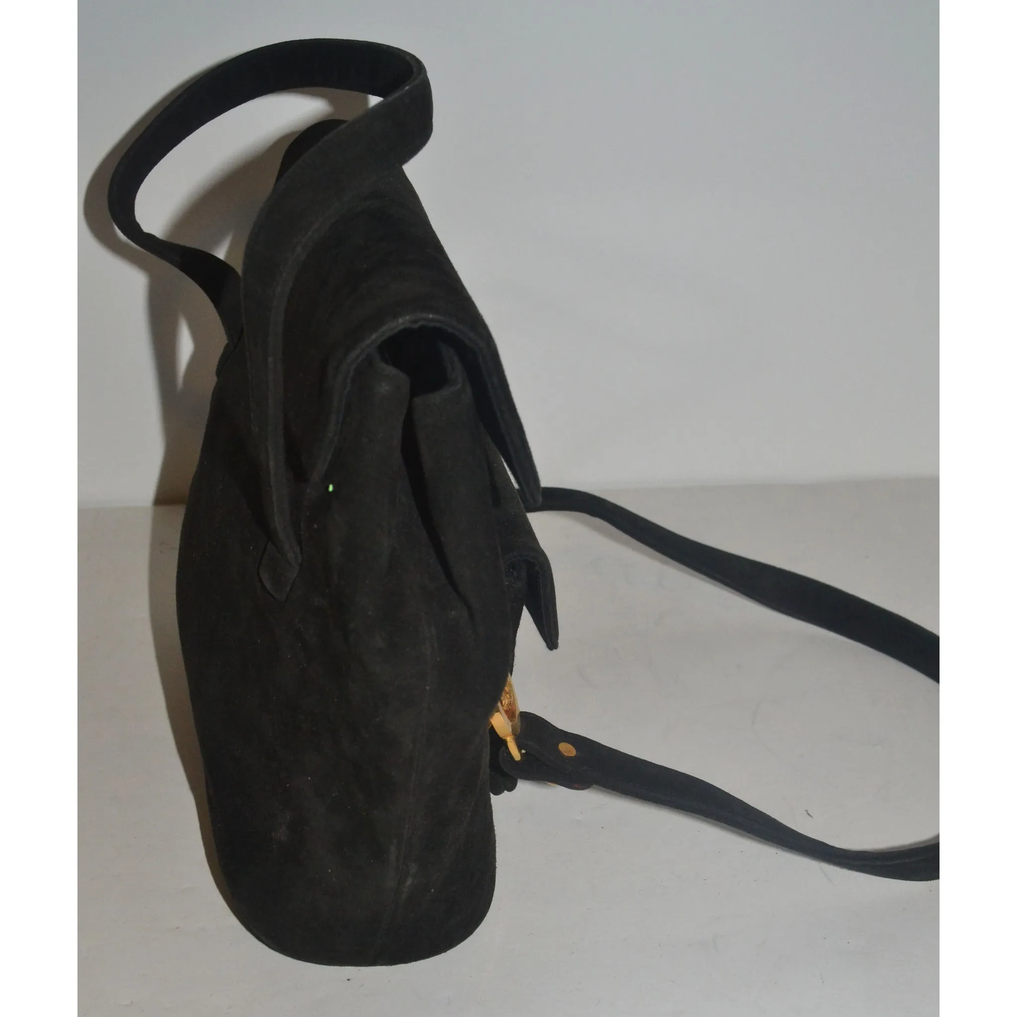 Black Suede Handbag By Prestige