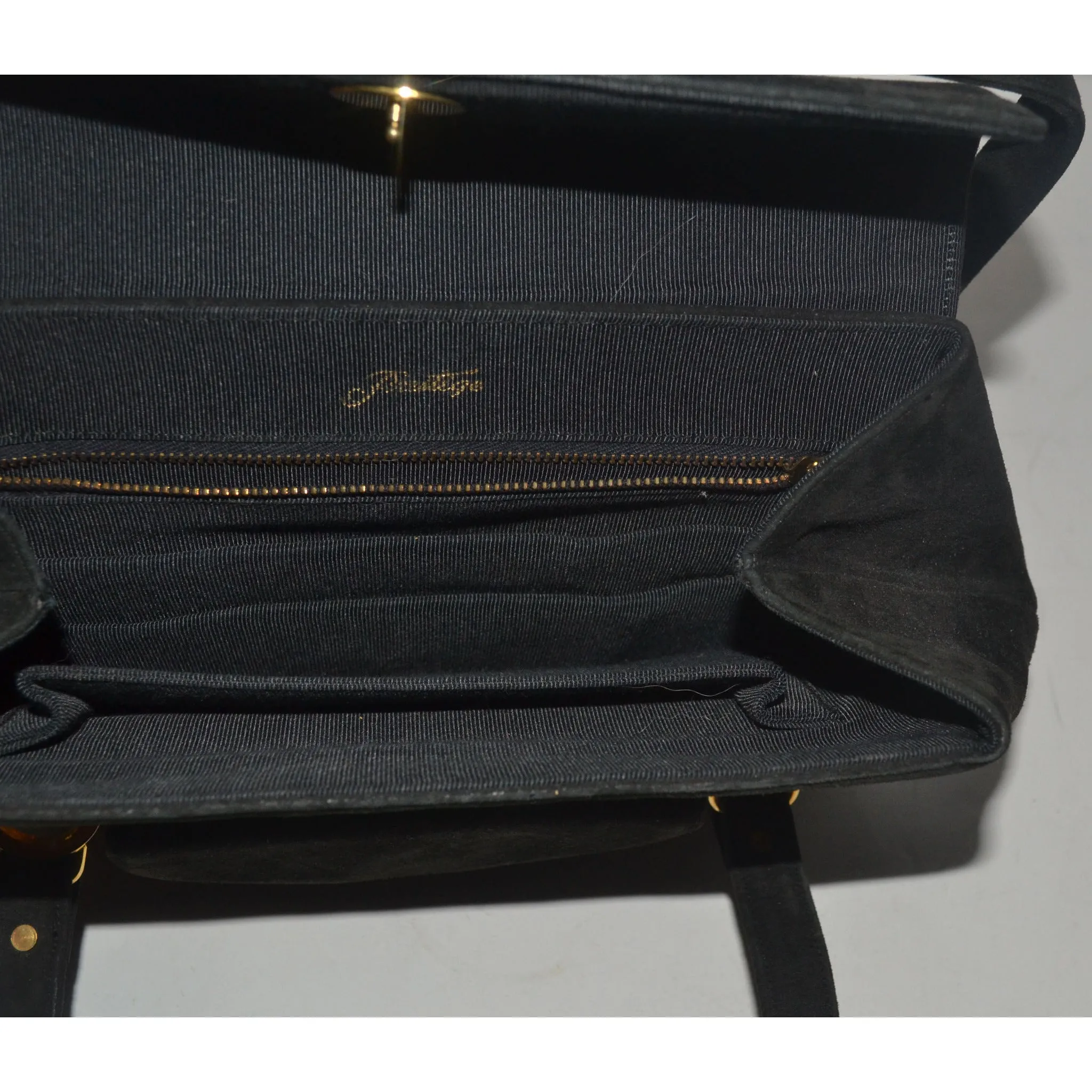 Black Suede Handbag By Prestige