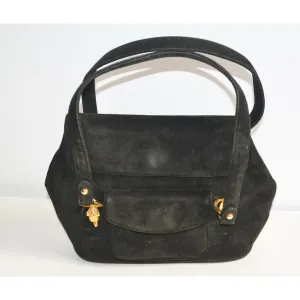 Black Suede Handbag By Prestige
