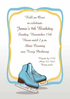 BLUE ICE SKATES CUSTOM INVITATION