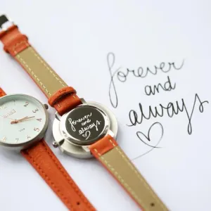 Blush Red handwriting Engraved Ladies Watch