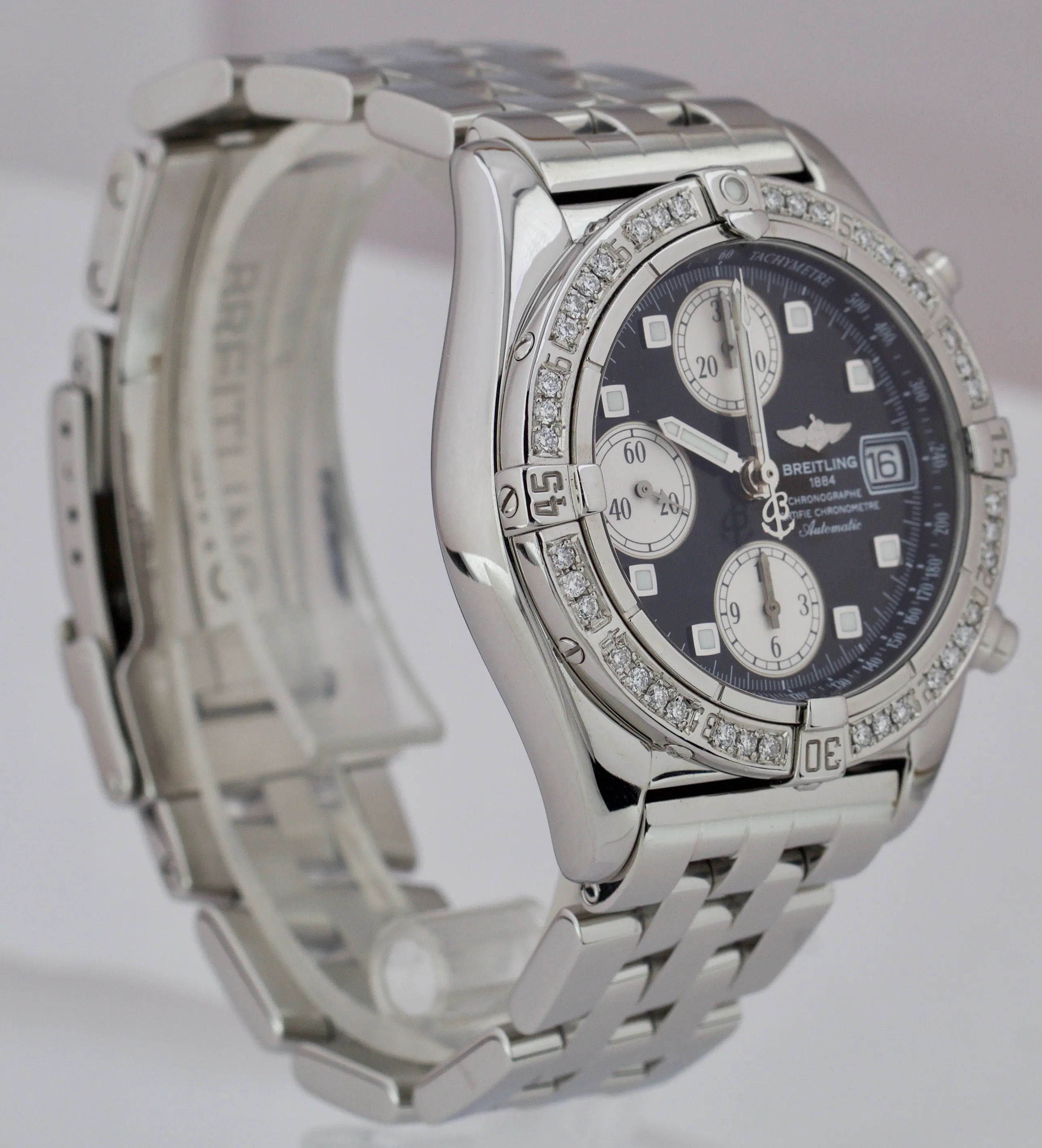 Breitling Chrono Cockpit 39mm Chronograph A13358 Black Diamond Stainless Watch