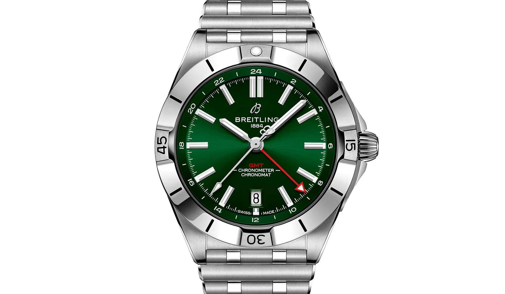 Breitling Chronomat 40mm GMT Watch with Green Dial