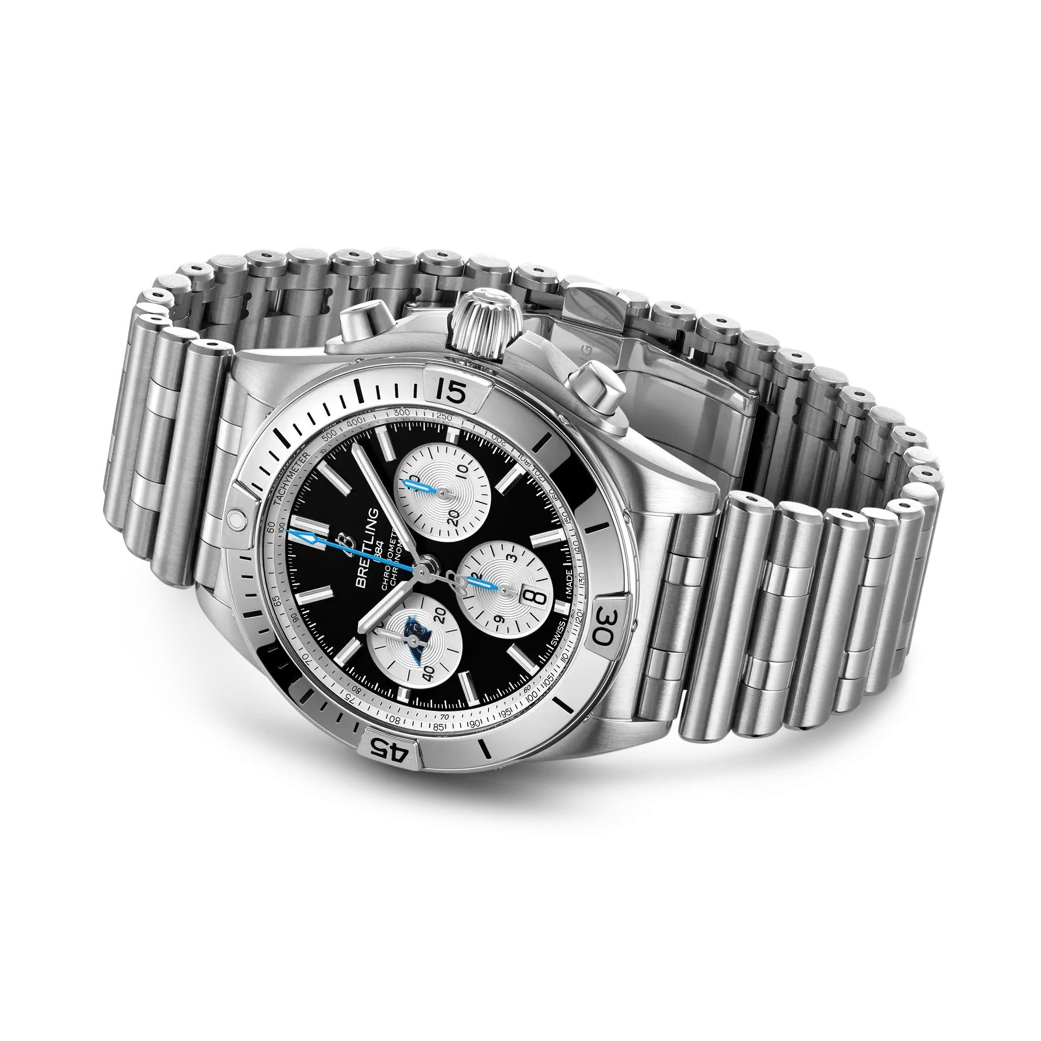 Breitling Chronomat B01 42 NFL Carolina Panthers Edition with Stainless Steel Bracelet