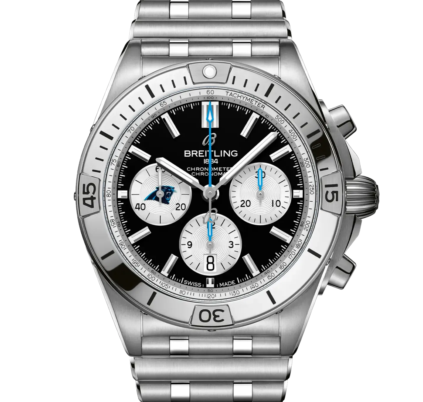 Breitling Chronomat B01 42 NFL Carolina Panthers Edition with Stainless Steel Bracelet