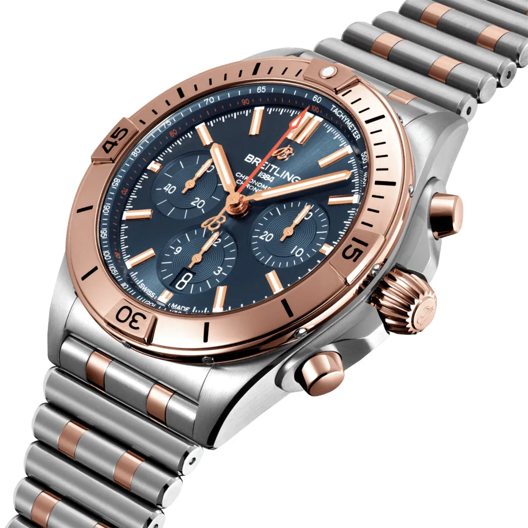 Breitling Chronomat B01 Chronograph 42 Steel & 18K Red Gold with Blue Dial