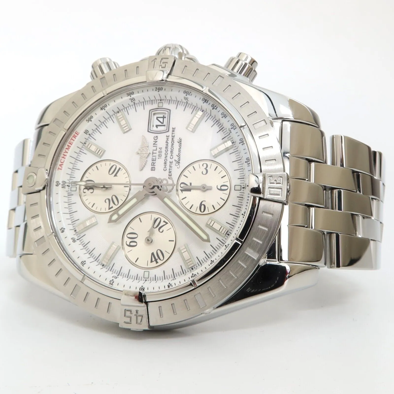 Breitling Chronomat Evolution Factory Mother of Pearl Dial Steel Chrono A13356