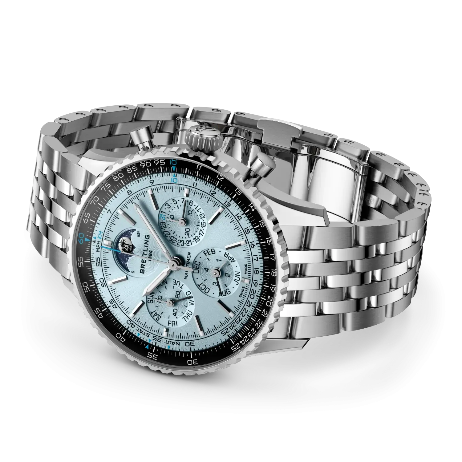 Breitling Navitimer B19 Chronograph 43 Perpetual Calendar Watch with Stainless Steel Bracelet