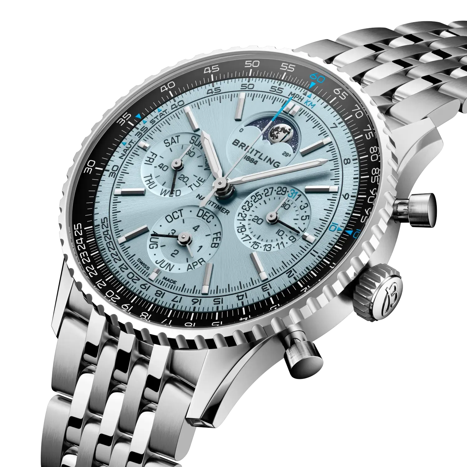 Breitling Navitimer B19 Chronograph 43 Perpetual Calendar Watch with Stainless Steel Bracelet