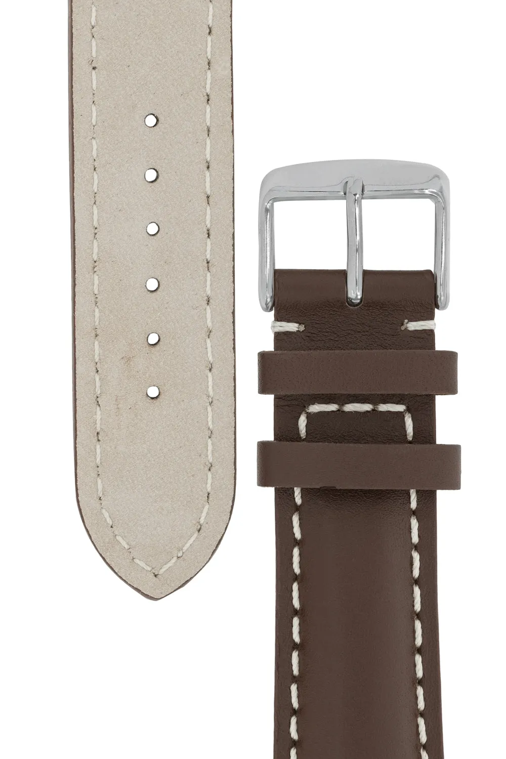 Breitling-Style Calf Leather Watch Strap & Buckle Chocolate