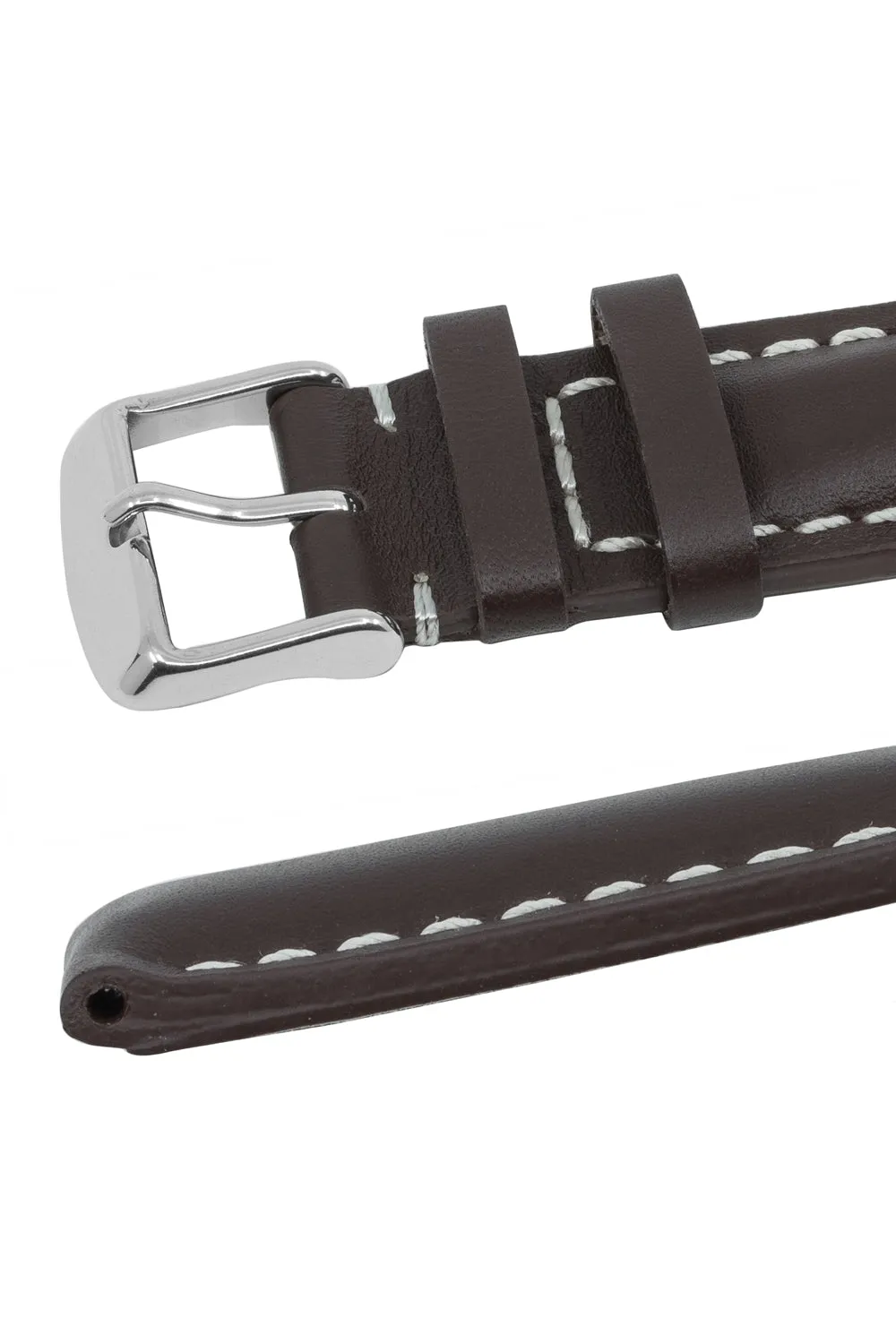 Breitling-Style Calf Leather Watch Strap & Buckle Chocolate