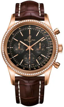 Breitling - Transocean Chronograph Red Gold - Diamond Bezel - Croco Strap