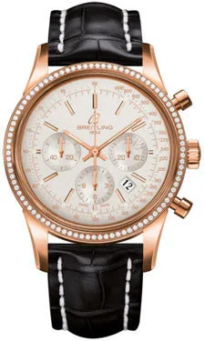 Breitling - Transocean Chronograph Red Gold - Diamond Bezel - Croco Strap