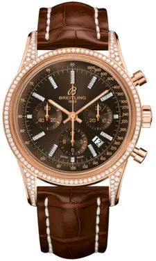 Breitling - Transocean Chronograph Red Gold - Diamond Case - Croco Strap