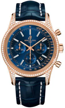 Breitling - Transocean Chronograph Red Gold - Diamond Case - Croco Strap