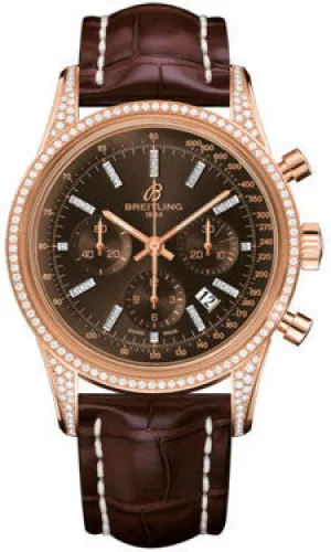 Breitling - Transocean Chronograph Red Gold - Diamond Case - Croco Strap