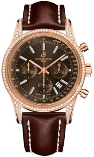 Breitling - Transocean Chronograph Red Gold - Diamond Case - Leather Strap