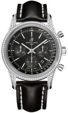 Breitling - Transocean Chronograph Steel - Diamond Case - Leather Strap