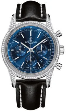 Breitling - Transocean Chronograph Steel - Diamond Case - Leather Strap