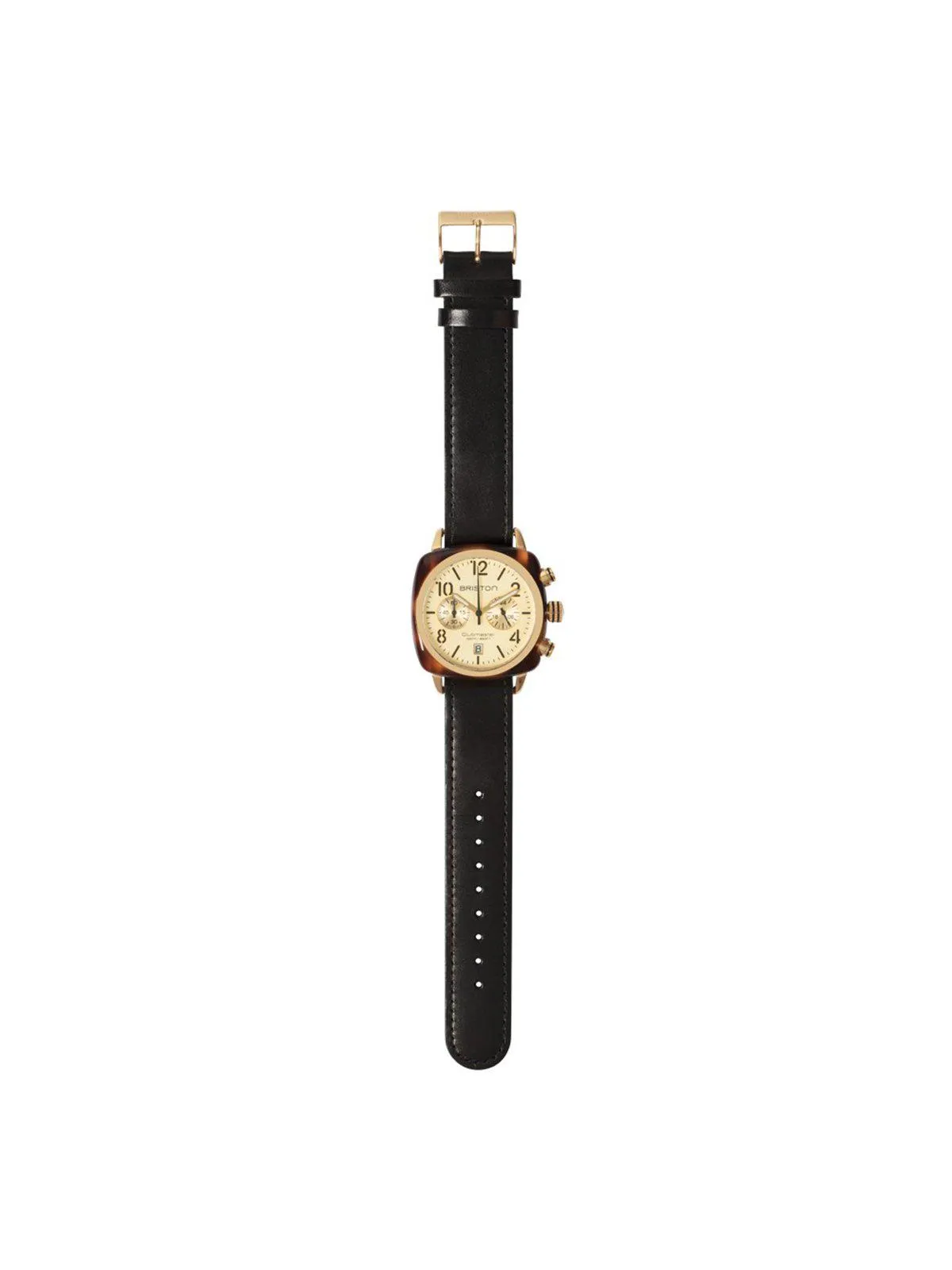 Briston Classic Leather Strap Black Yellow Gold 20mm