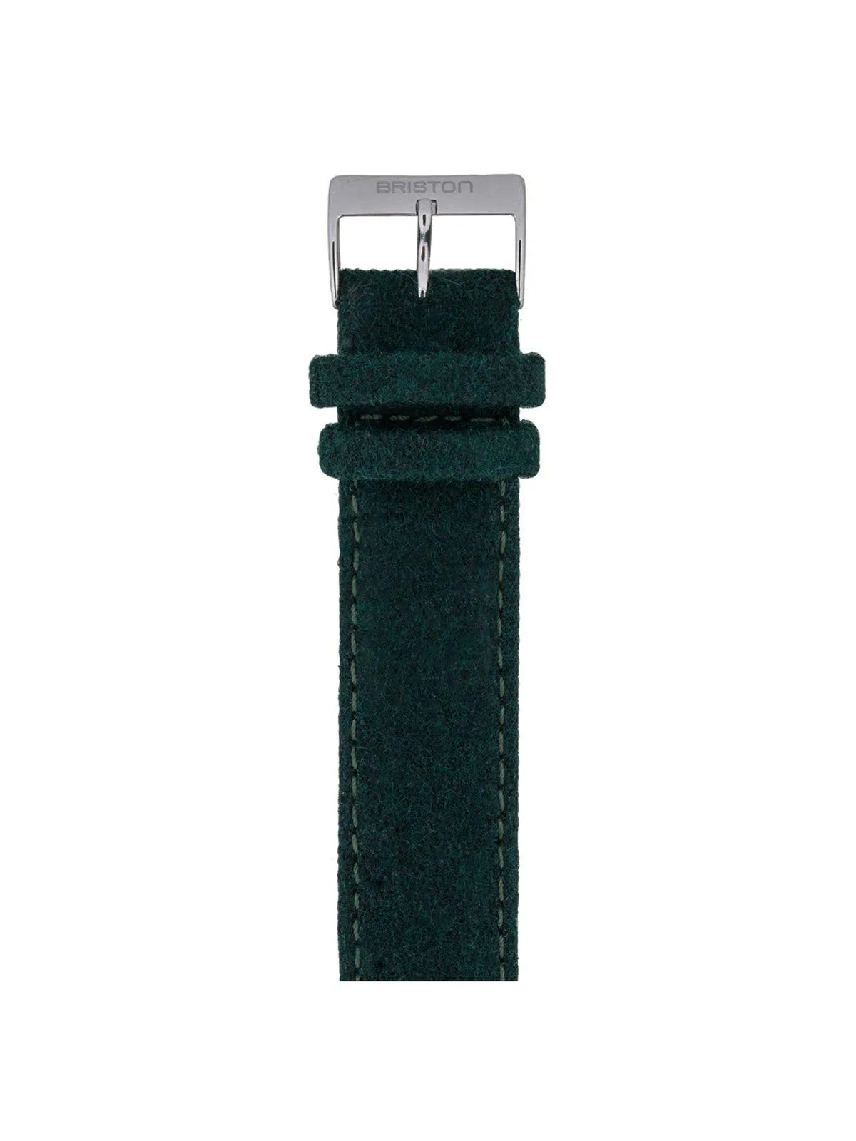 Briston Leather Flannel Strap British Green Polished Steel 20mm