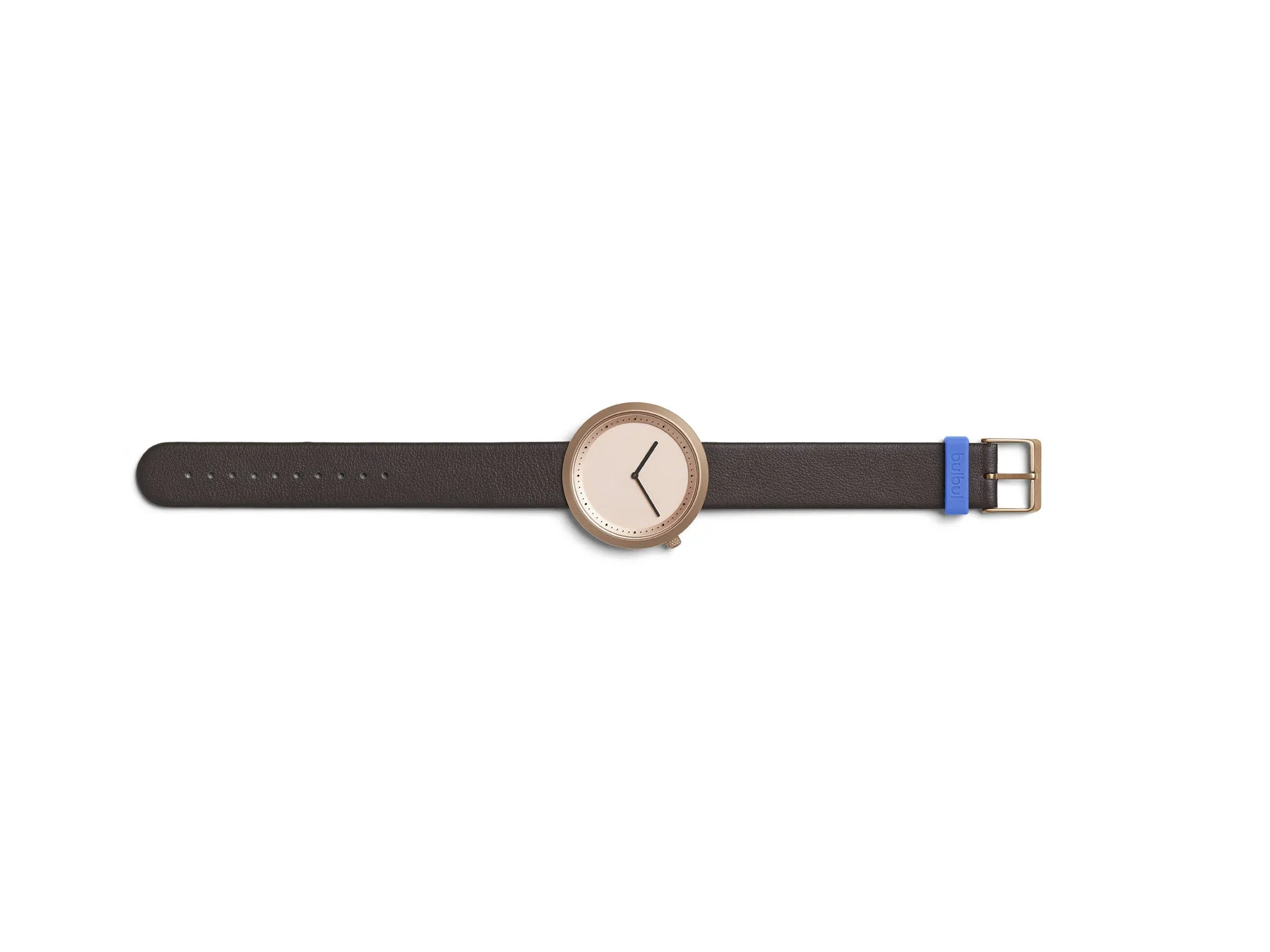 Bulbul Facette Rose Golden Steel on Brown Italian Leather Watch