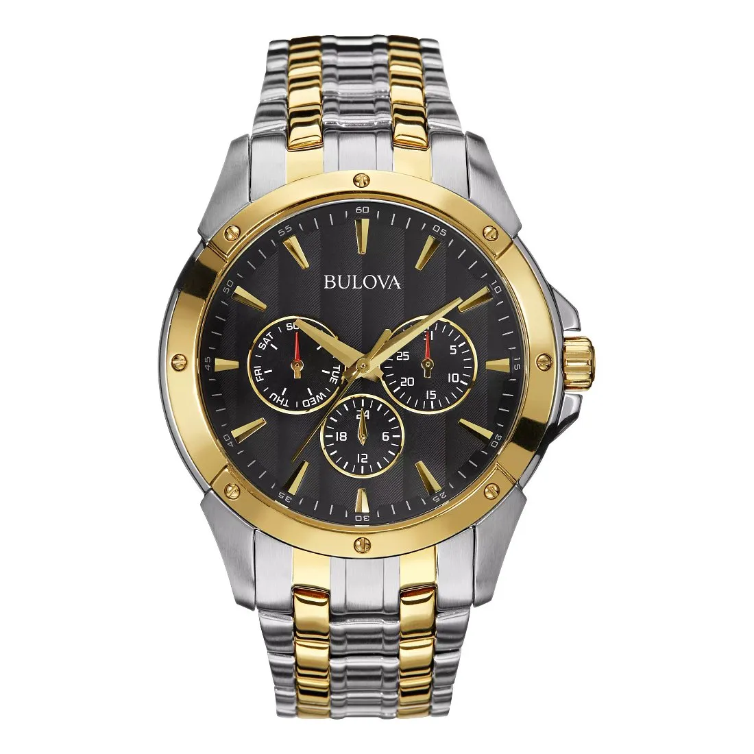 Bulova Classic Mens Chronograph Two Tone Black Dial Watch